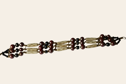 East Indian Choker Necklace with Maroon and black beads - ImpactExpansion Jewels